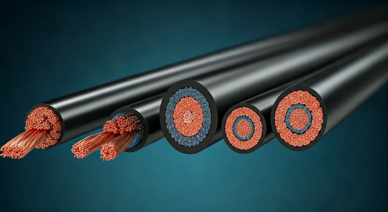 Farklı kesit ve tipte elektrik kabloları