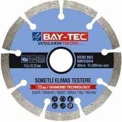 Soketli Elmas Testere 180 x 22-23mm - Sert Taş Ve Granit - Soketli Elmas Testere 180 mm dış çap × 22-23 mm mil bağlantı, standart taşlama makinesi uyumlu. Segmentli (soketli) elmas halka — agresif, sert taş için. Granit, sert taş, beton, döküm taş agresif kesim işlerinde tercih edilir; profesyonel inşaat ustası ve fayans tesisatçısı için temel ekipman.