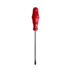 İZELTAŞ Düz Uçlu Tornavida 6x125 mm - Profesyonel Krom Vanadyum - İZELTAŞ marka düz uçlu (yarık başlı) tornavida, 6 mm uç çapı ve 125 mm boyu. Büyük yarık başlı vidalar (6-8 mm yarık) için tasarlanmıştır; ağır makina, eski tip yapı vidaları, klemens büyük bağlantı işlerinde tercih edilir. Standart profesyonel boy, dengeli tork ve erişim.