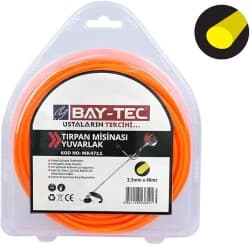 Yuvarlak Tırpan Misinası 3.3 mm x 46 m - Yuvarlak kesitli tırpan misinası, 3.3 mm kalınlık ve 46 metre uzunluk. Klasik yuvarlak şerit, en yaygın kullanım; ev bahçesi, küçük park alanı, normal çim ve hafif ot işlerinde tercih edilir. Uzun ömür ve aerodinamik kesim sağlar; misina çok az ses çıkarır.