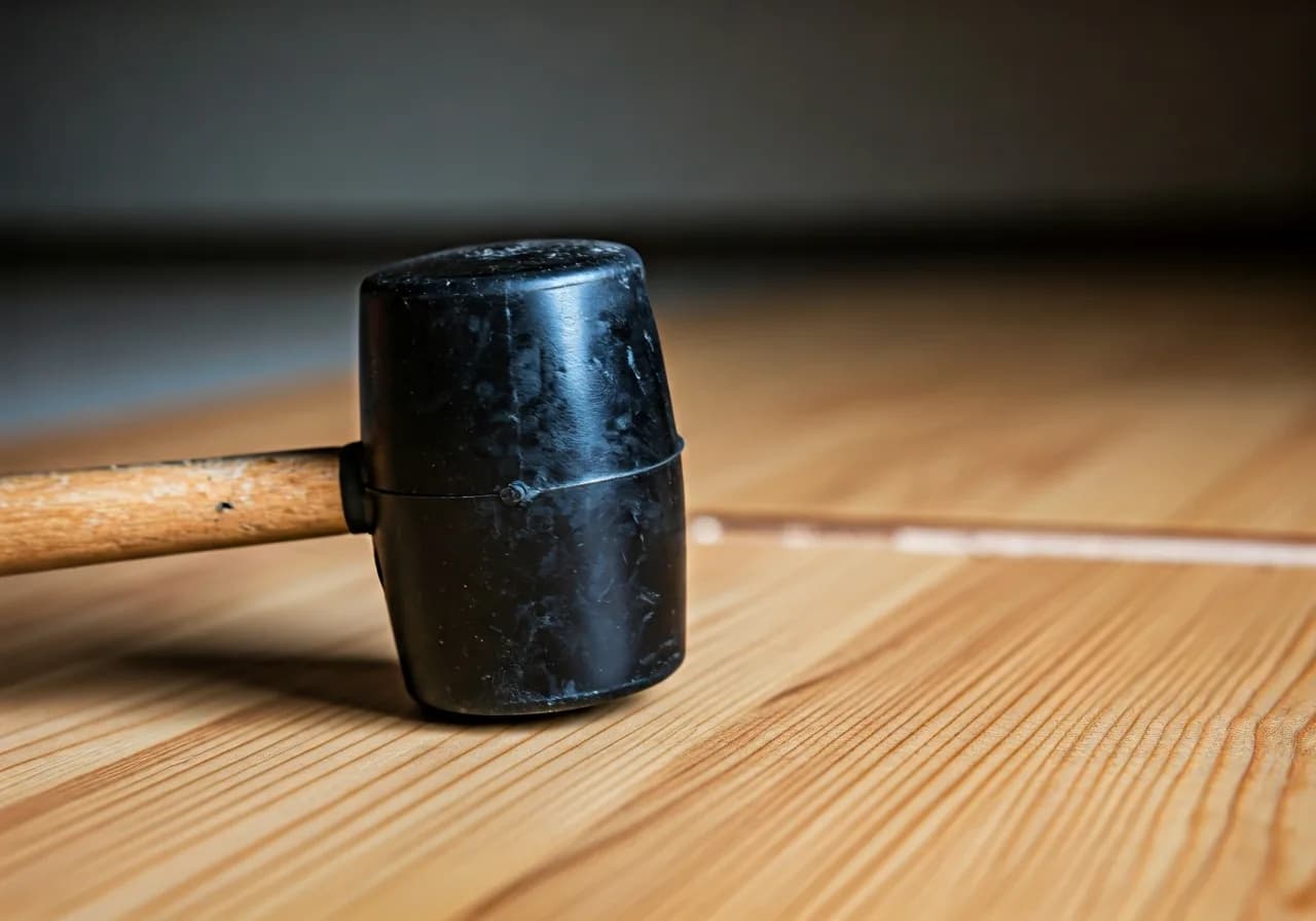 Profesyonel siyah lastik çekiç döşeme uygulamasında